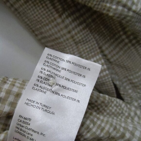 Maeve by Anthropologie Maxi Tunic Top Size S Tan White Plaid Button Down - Picture 13 of 14